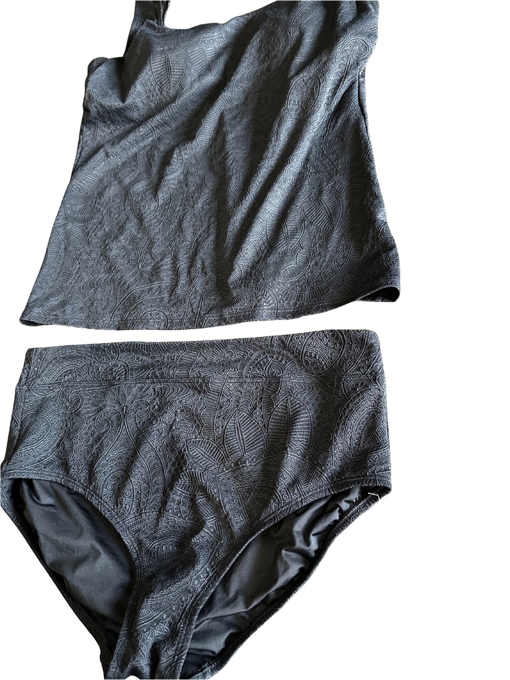 NWT Lands’ End Black Textured Paisley Tankini Set Size 14 - Picture 2 of 6